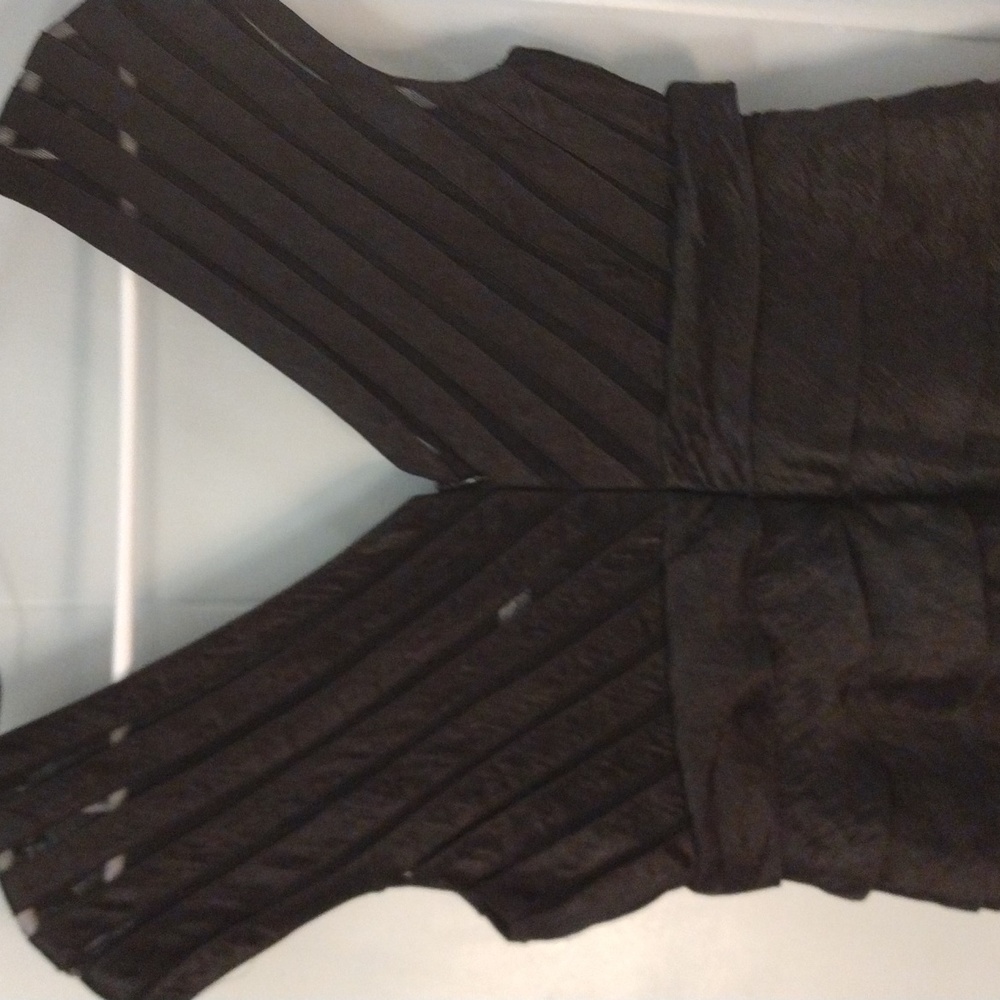 Adrianna Papell shutter ruffle pleated cocktail/prom dress black sz 10 - Picture 11 of 16